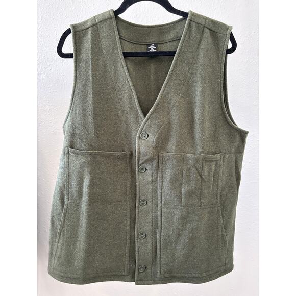 WOOLX Baker Utility Vest Mens Large Army Green Merino Wool Army Green